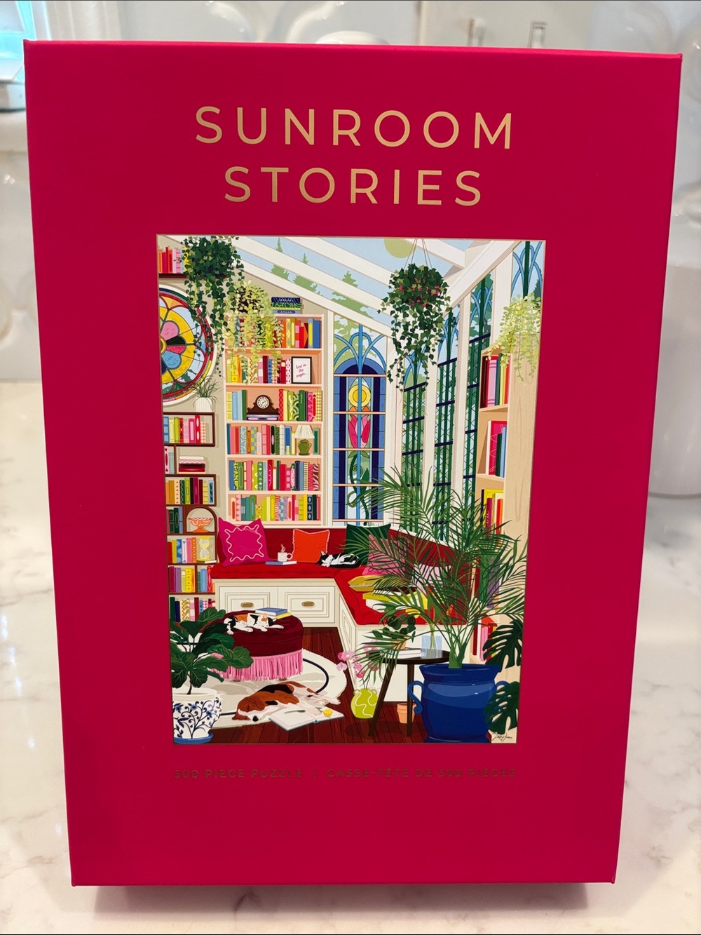 Hobbry Sunroom Stories 500 Piece Puzzle - Hot Pink Box